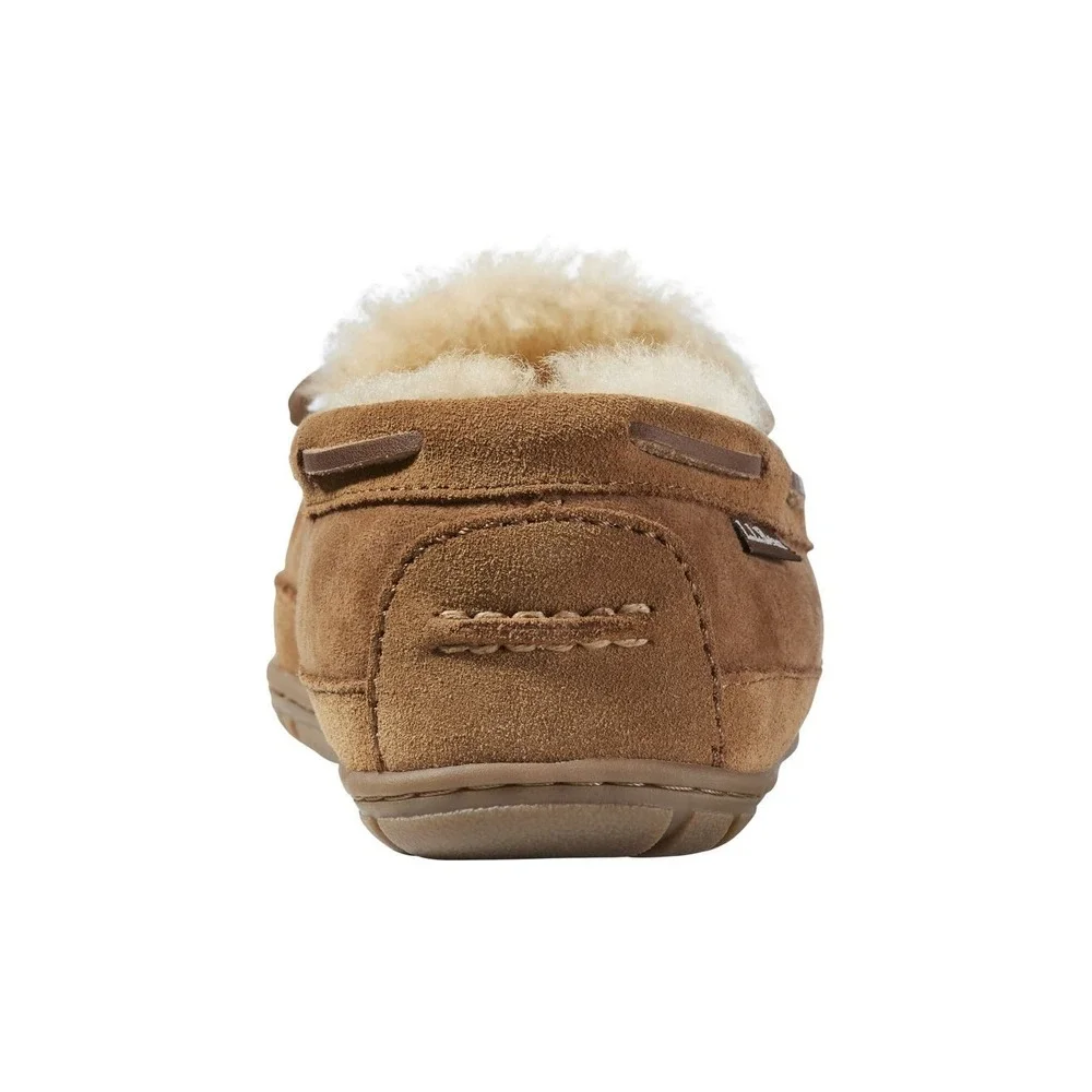 L.L.Bean Wicked Good Moccasin Mens Size 7‎ Brown Shearling Suede Slippers